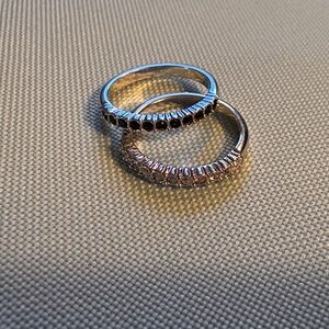 Swarovski Silver and Black Crystal Rings